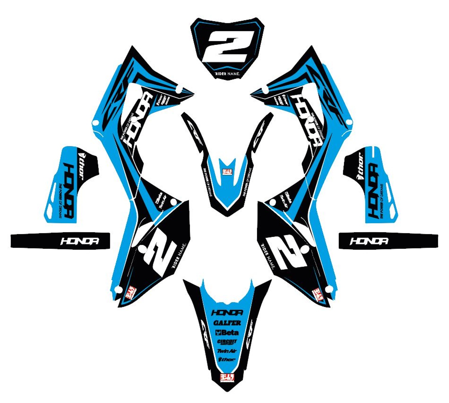 lightning3 CRF Lightning - Blue - Honda Graphics Kit