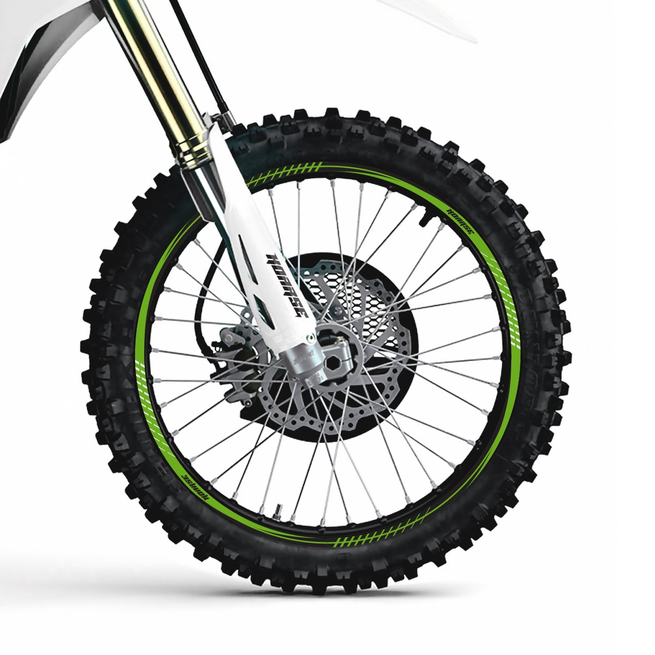 Rim Decal Graphics for motorcycles - Stitches - Green