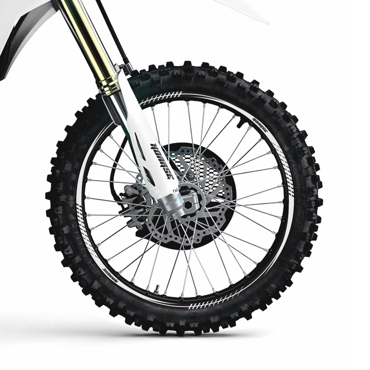 Rim Decal Graphics for motorcycles - Stitches - White