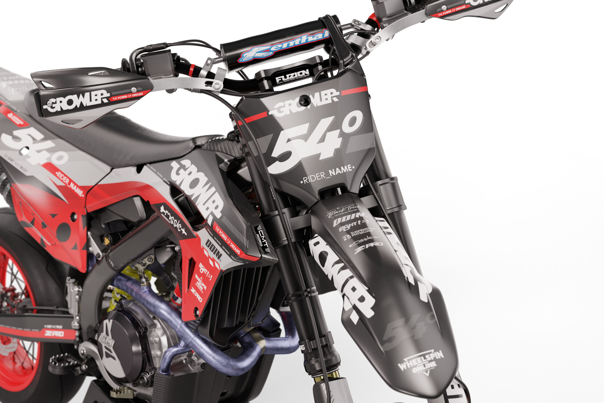 Front_view Passion is a Full Custom Bike Graphics kit that is available on the Koarse website which can be modified to fit all bike make and model. Image of Front Mudguard