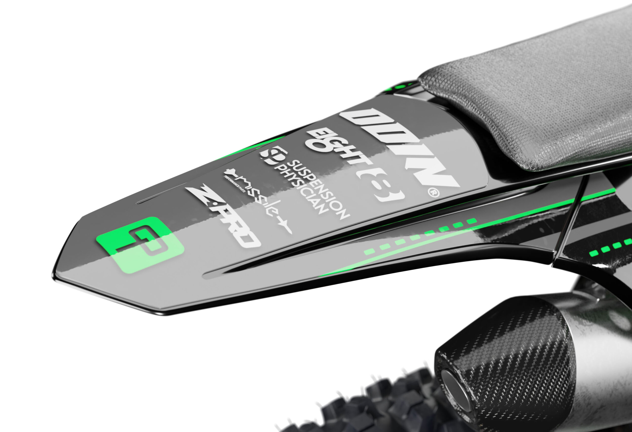 Green Stuff is a Full Custom Bike Graphics kit that is available on the Koarse website which can be modified to fit all bike make and model. Image of Rear Mudguard