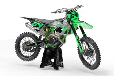 Green Stuff is a Full Custom Bike Graphics kit that is available on the Koarse website which can be modified to fit all bike make and model.