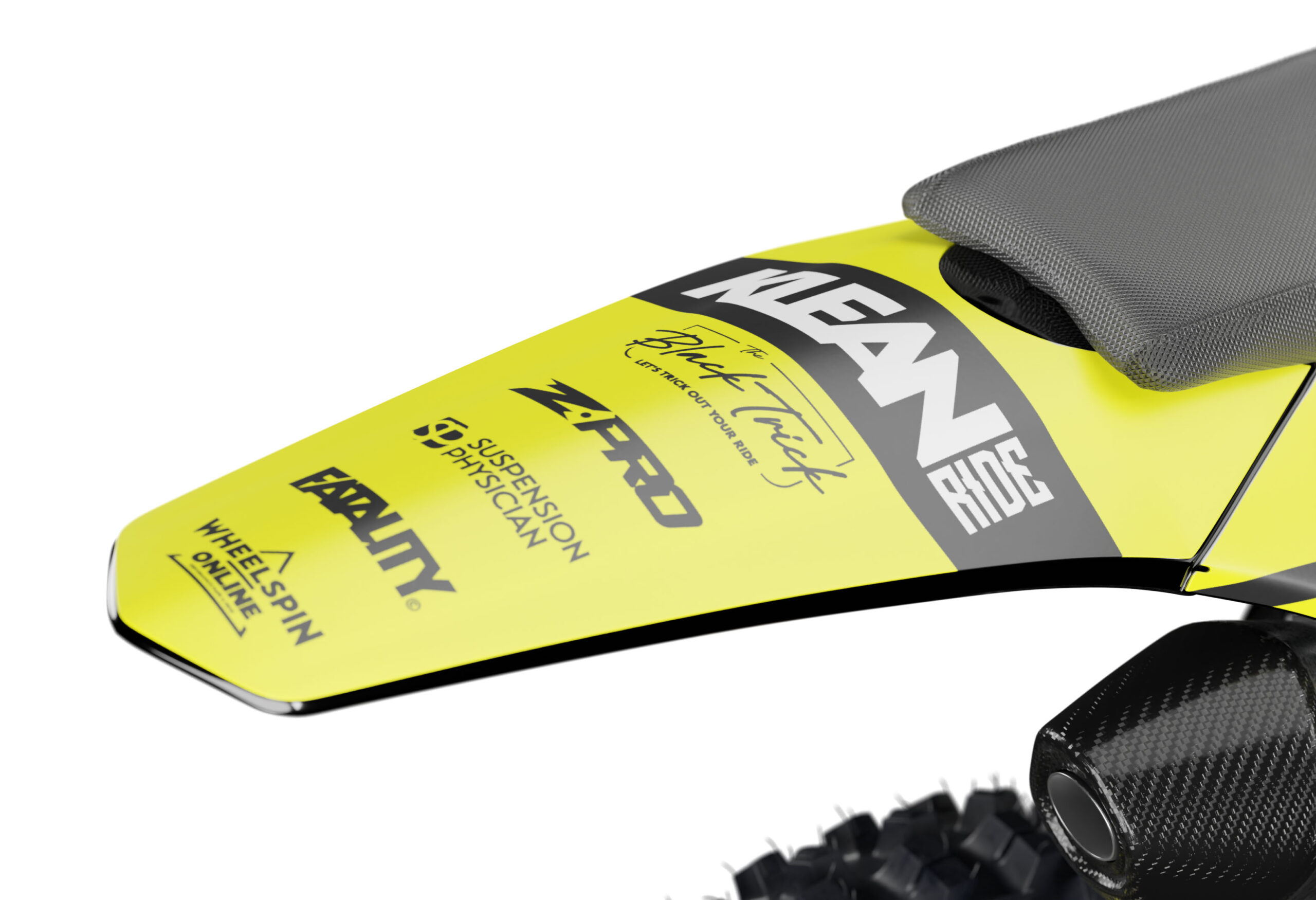 Klean Gasgas is a Full Custom Bike Graphics kit that is available on the Koarse website which can be modified to fit all bike make and model. Image of Rear Mudguard