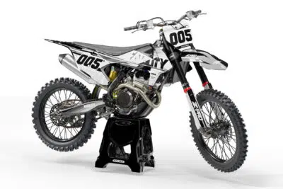 Noir KTM is a Full Custom Bike Graphics kit that is available on the Koarse website which can be modified to fit all bike make and model.