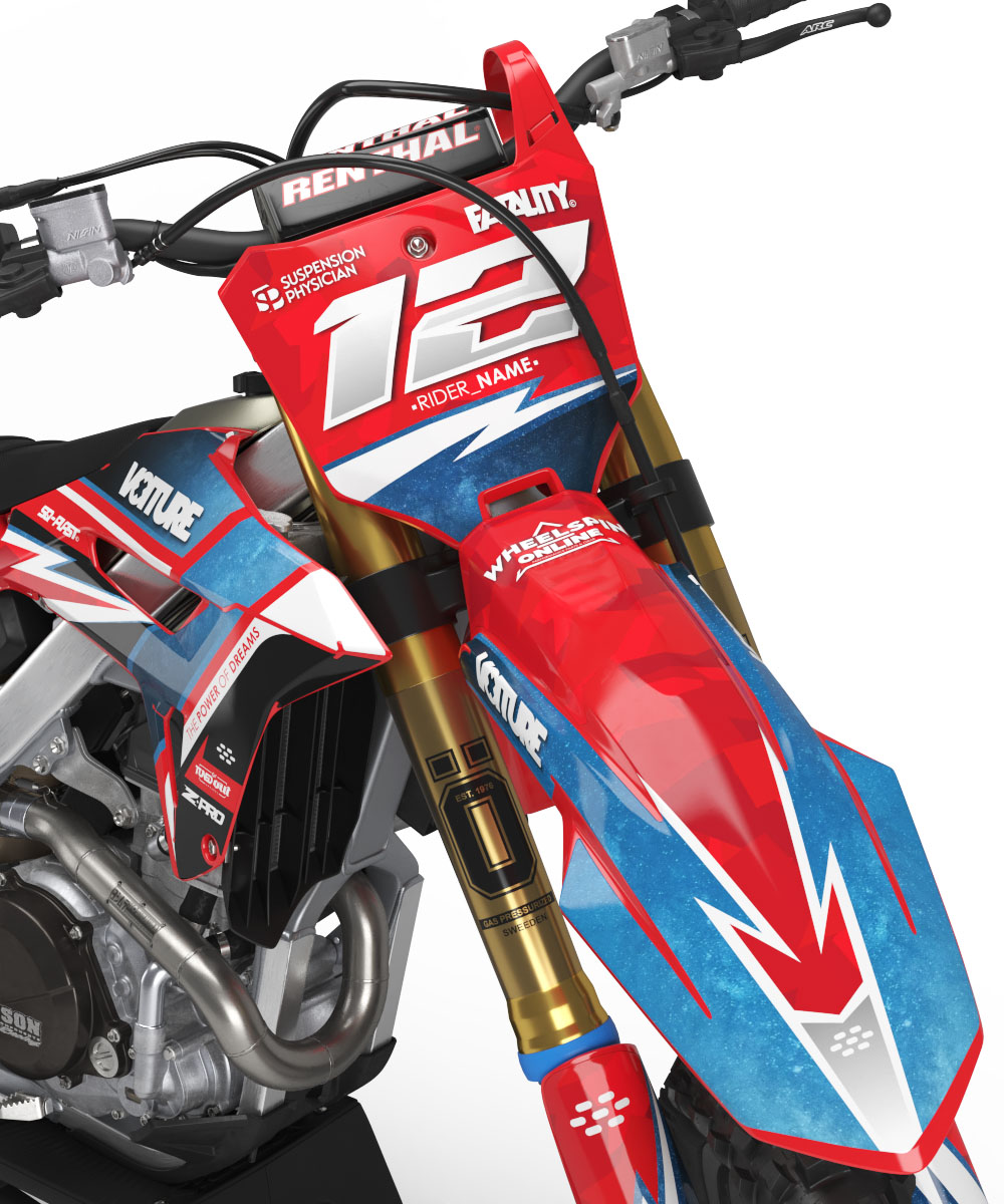crf_Lite_2 CRF Lite is a Full Custom Bike Graphics kit that is available on the Koarse website which can be modified to fit all bike make and model. Image of Front Mudguard