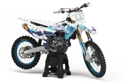 Surfsup is a Full Custom Bike Graphics kit that is available on the Koarse website which can be modified to fit all bike make and model.