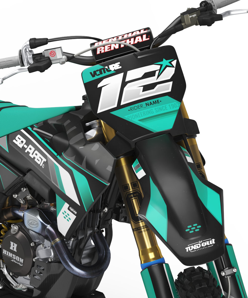 Veneer is a Full Custom Bike Graphics kit that is available on the Koarse website which can be modified to fit all bike make and model. Image of Front Mudguard
