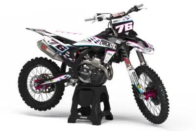 Punch KTM is a Full Custom Bike Graphics kit that is available on the Koarse website which can be modified to fit all bike make and model.
