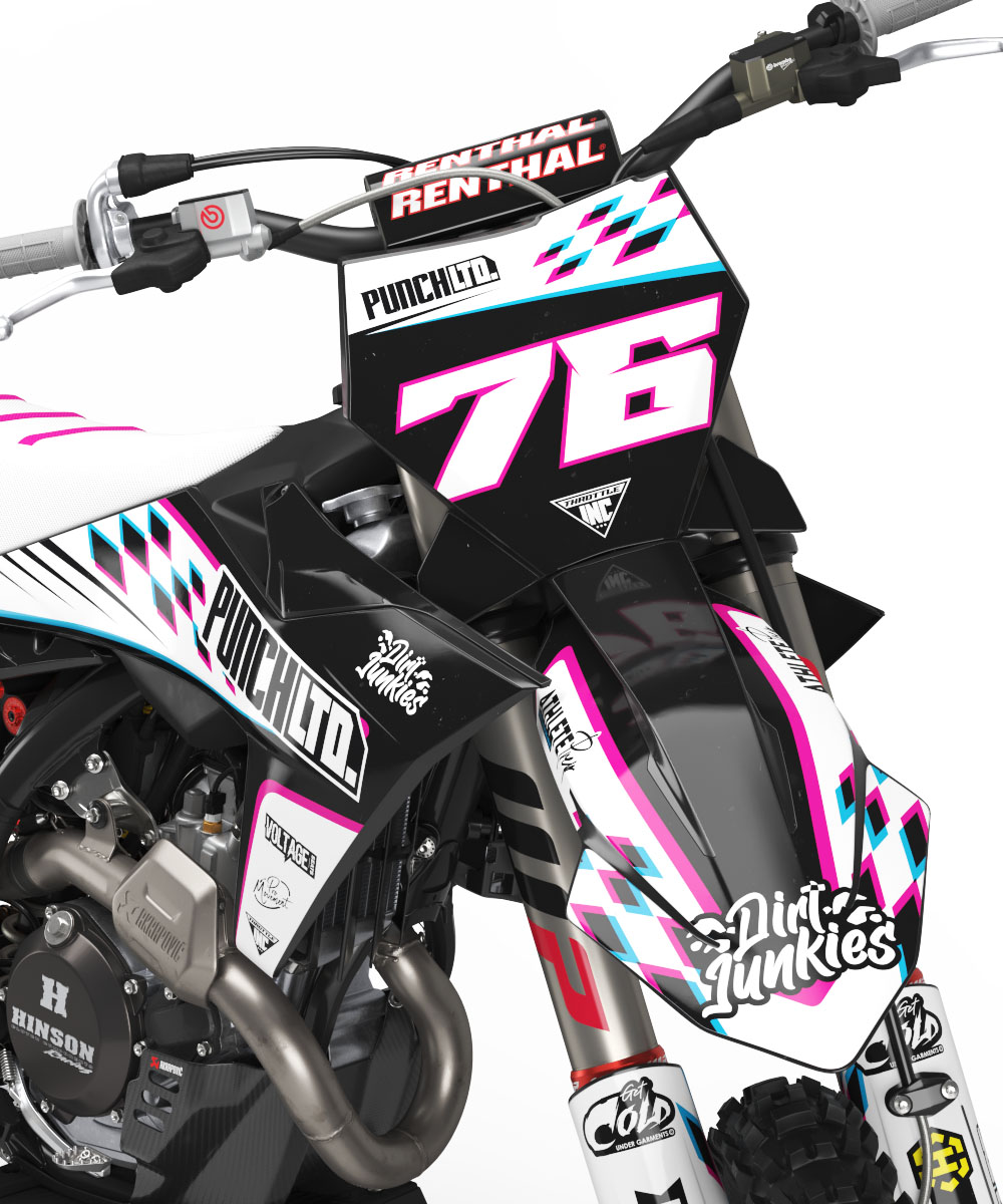Punch KTM is a Full Custom Bike Graphics kit that is available on the Koarse website which can be modified to fit all bike make and model. Image of Front Mudguard