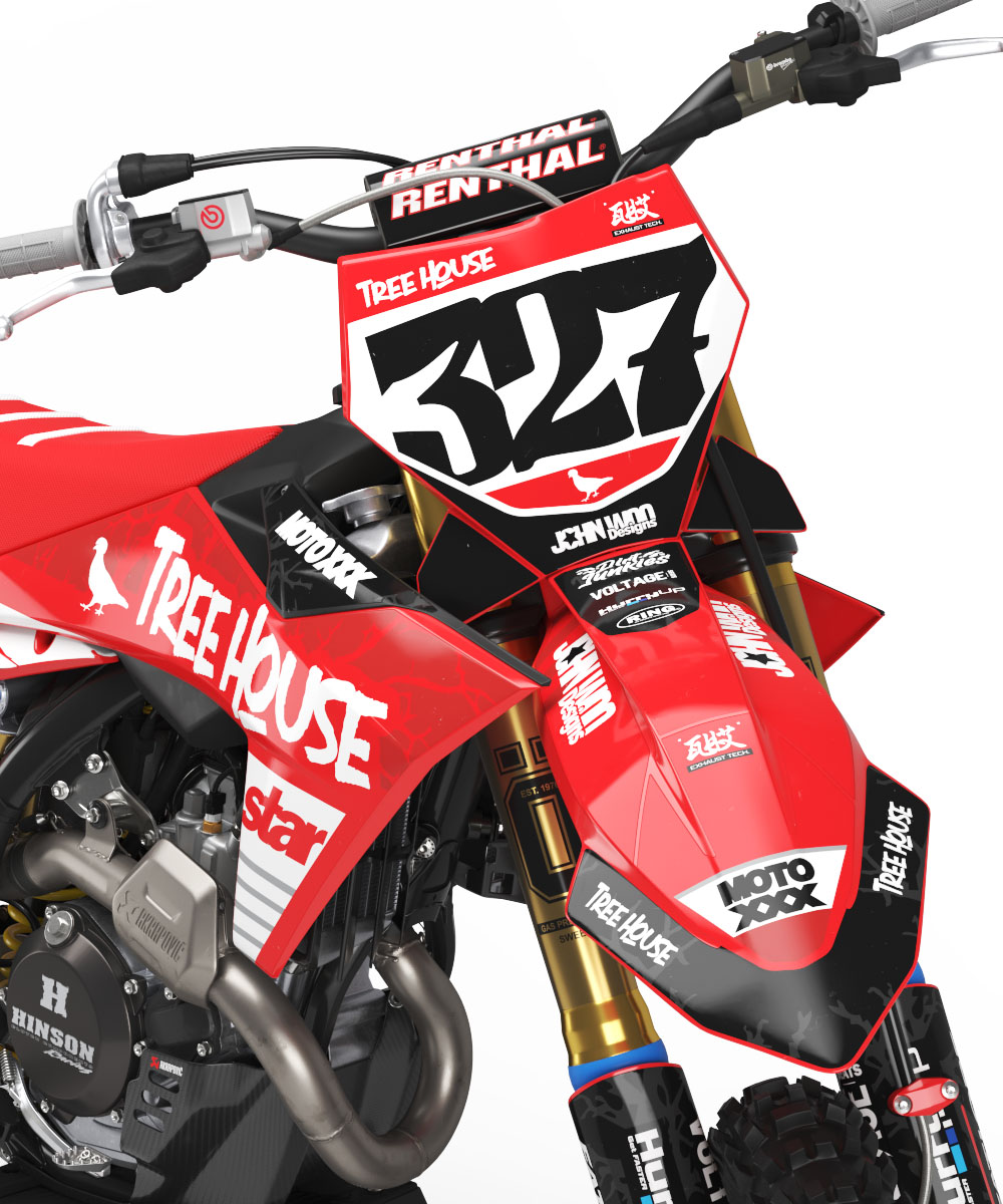 Uprising is a Full Custom Bike Graphics kit that is available on the Koarse website which can be modified to fit all bike make and model. Image of Front Mudguard