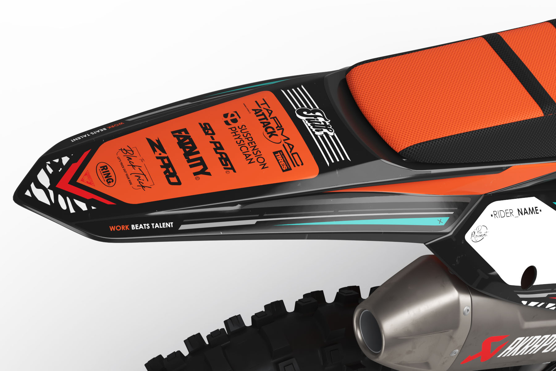 Wild is a Custom Graphics Kit that is available on the Koarse website which can be modified to fit all bike make and model. Image of Rear Mudguard