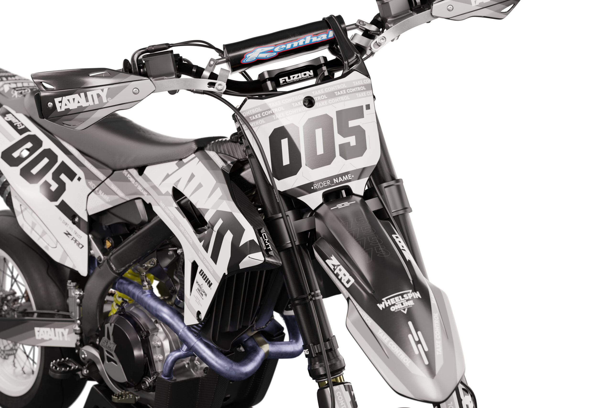 noir_front Noir is a Full Custom Bike Graphics kit that is available on the Koarse website which can be modified to fit all bike make and model. Image of Front Mudguard