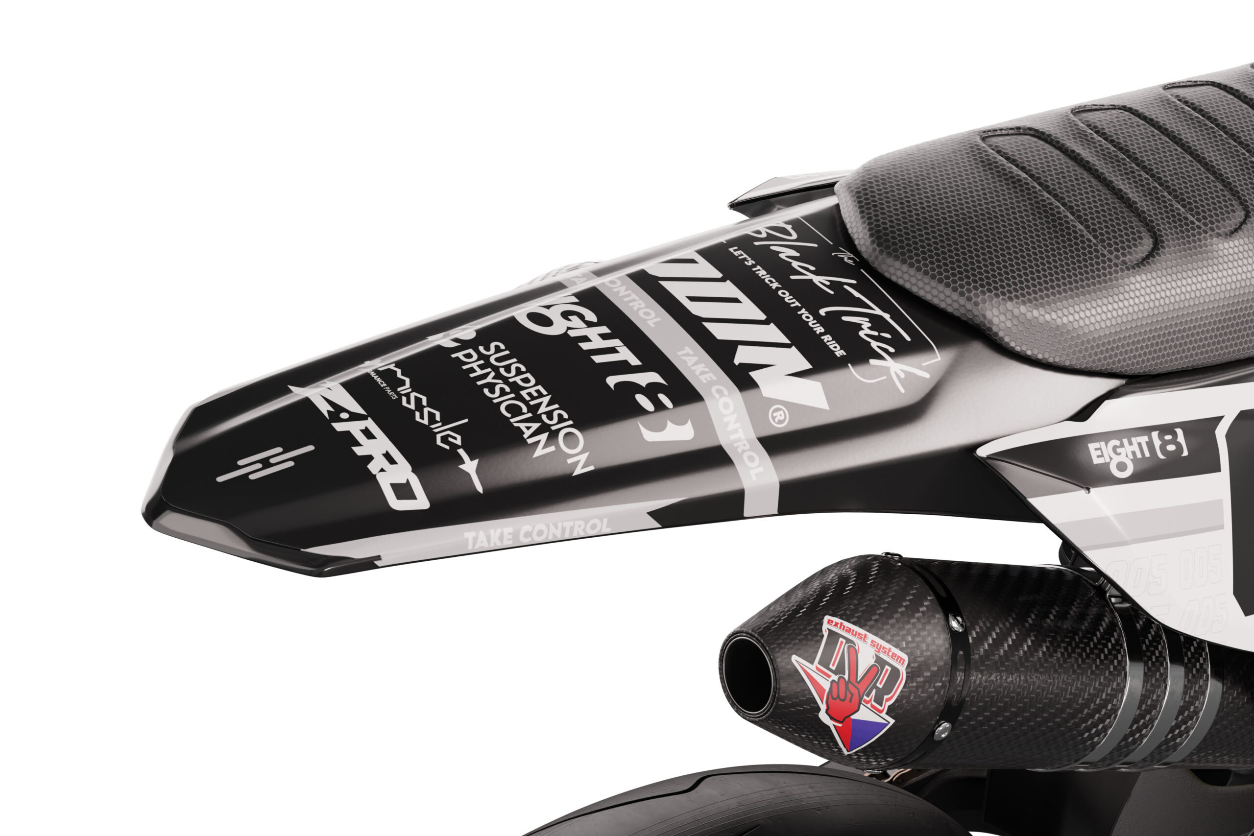 noir_rear Noir is a Full Custom Bike Graphics kit that is available on the Koarse website which can be modified to fit all bike make and model. Image of Rear Mudguard