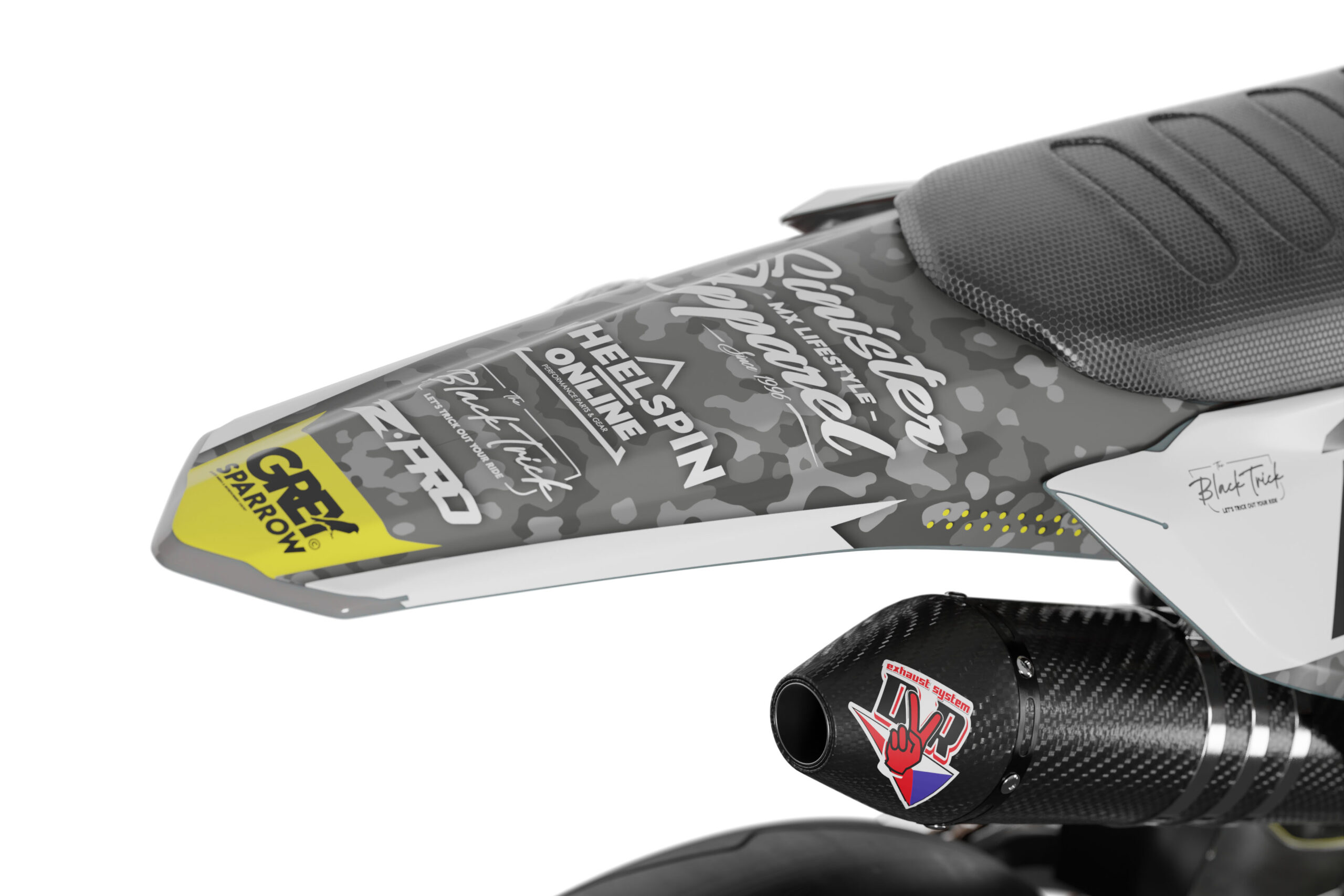 Warfare Honda is a Full Custom Bike Graphics kit that is available on the Koarse website which can be modified to fit all bike make and model. Image of Rear Mudguard