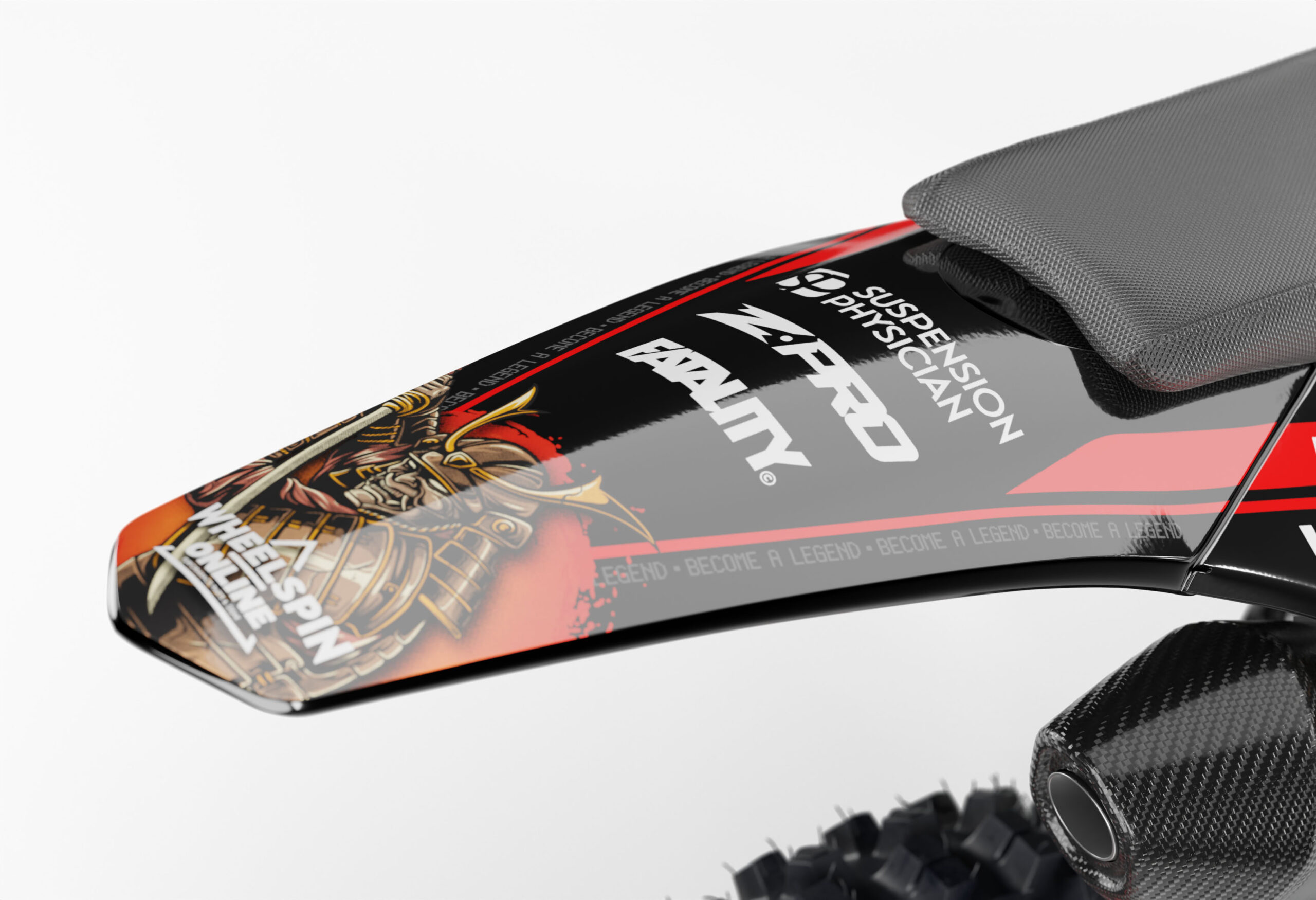 Samurai Gasgas Samurai Gasgas is a Full Custom Bike Graphics kit that is available on the Koarse website which can be modified to fit all bike make and model. Image of Rear Mudguard