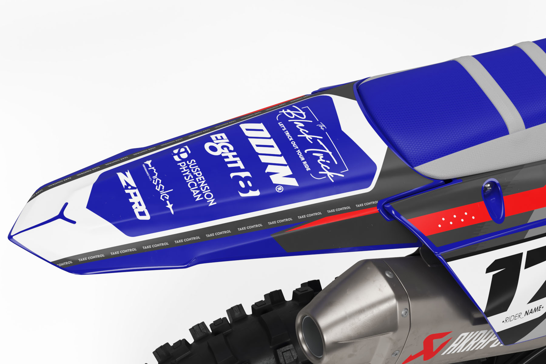 Apex Gray is a Full Custom Bike Graphics kit that is available on the Koarse website which can be modified to fit all bike make and model. Image of Rear Mudguard