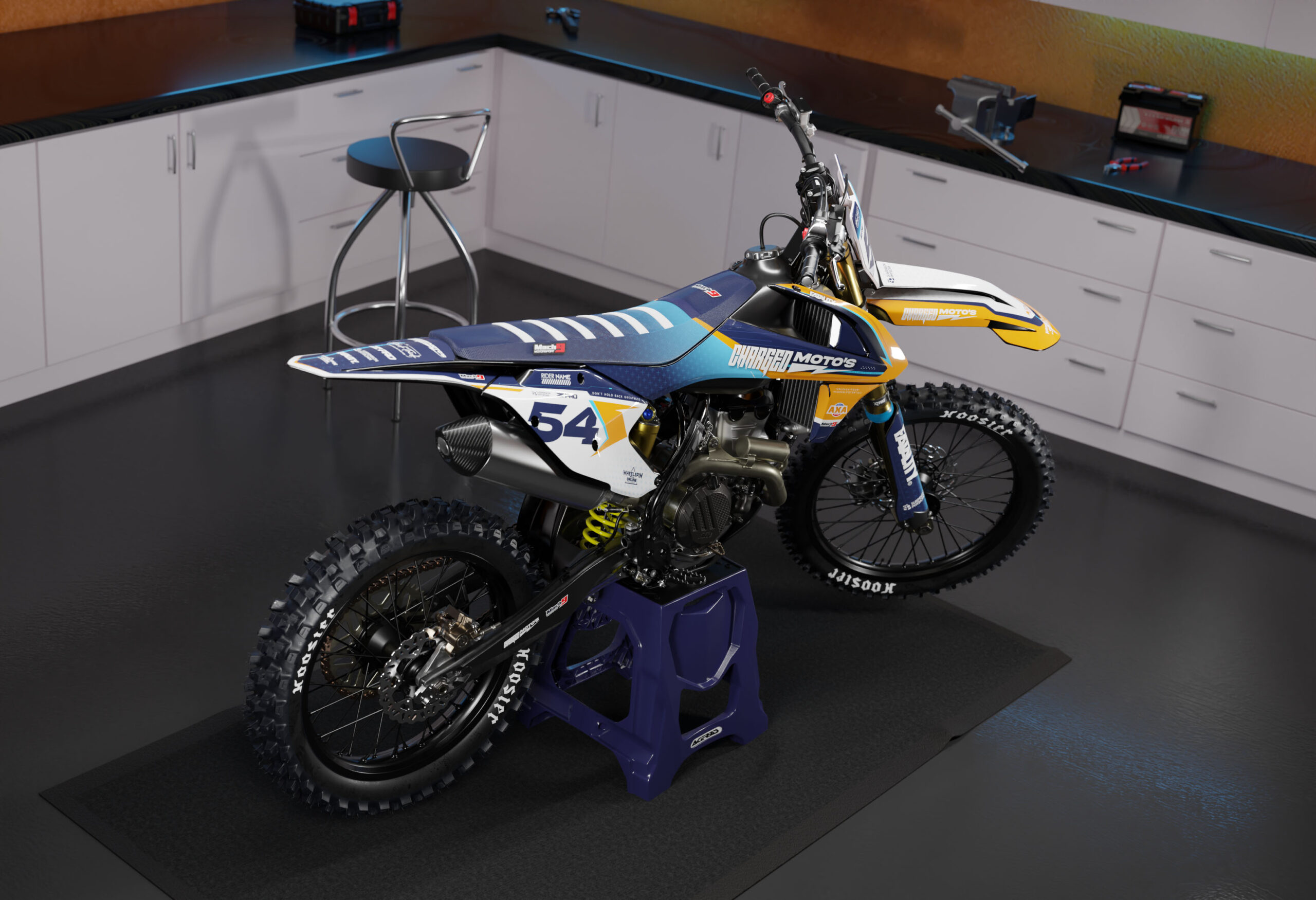 Cross is a Full Custom Bike Graphics kit that is available on the Koarse website which can be modified to fit all bike make and model. Promo Image.