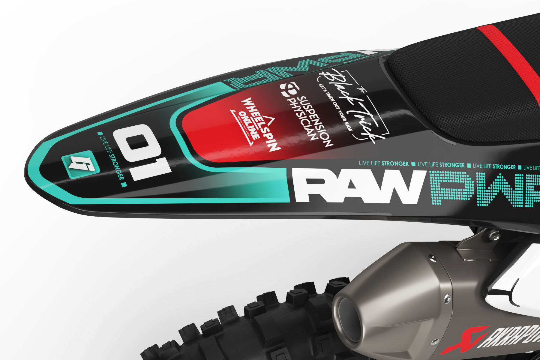 gasgas rawpwr render 1 Rawpwr Gasgas is a Full Custom Bike Graphics kit that is available on the Koarse website which can be modified to fit all bike make and model. Image of Rear Mudguard