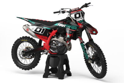Rawpwr Gasgas is a Full Custom Bike Graphics kit that is available on the Koarse website which can be modified to fit all bike make and model.