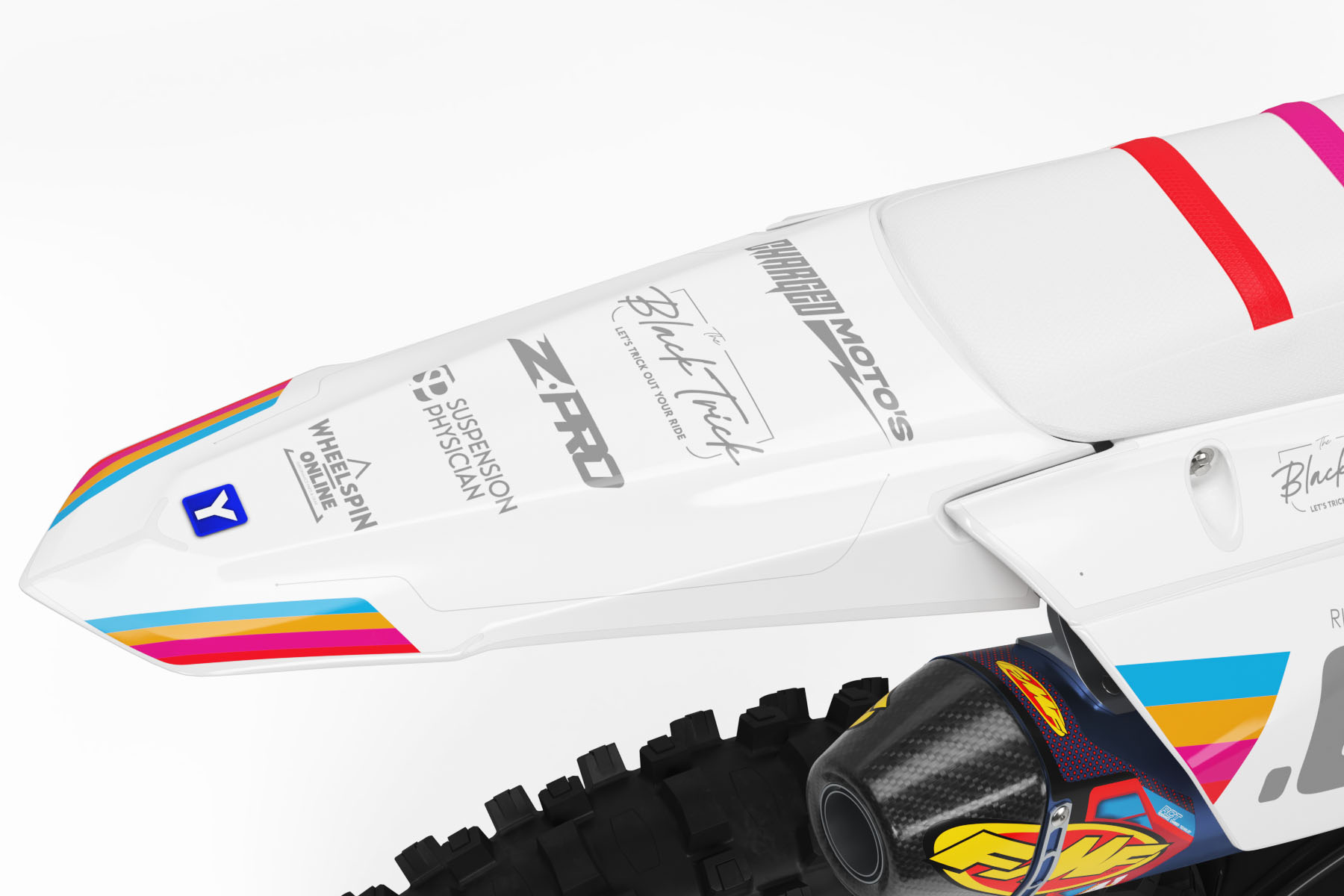 sunshine yamaha render 1 Sunshine Yamaha is a Full Custom Bike Graphics kit that is available on the Koarse website which can be modified to fit all bike make and model. Image of Rear Mudguard