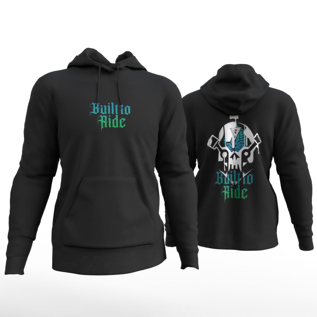 Built to Ride Green Black Front and Back