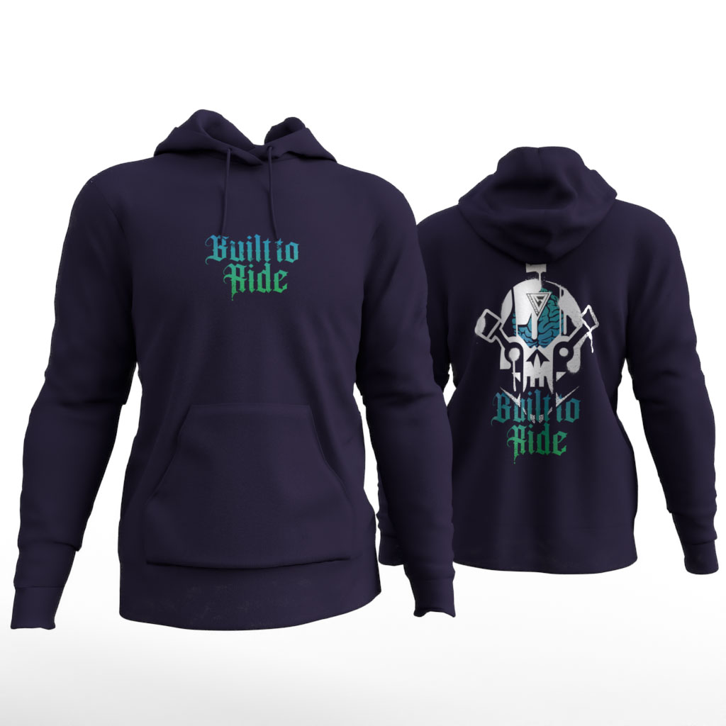 Built to Ride Green Navy Front and Back