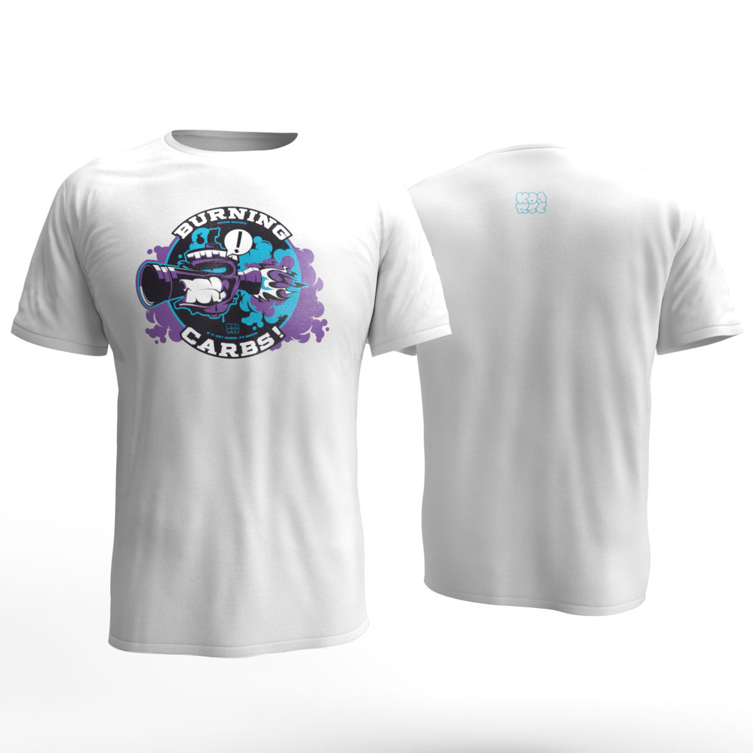 Burning Carbs P White-Front and Back Burning Carbs P White Front and Back