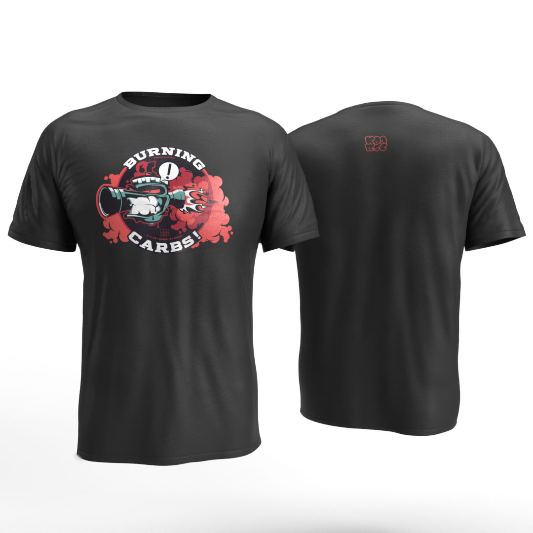 Burning Carbs R Black-Front and Back Burning Carbs R Black Front and Back